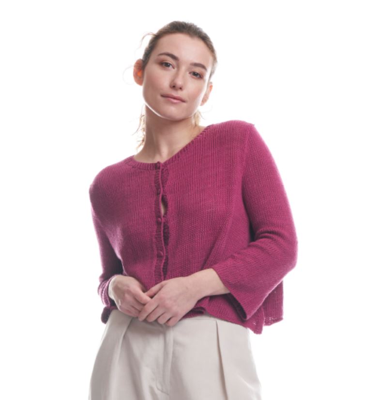 Cardigan in filo di cotone SALICE Ciclamino - On Earth