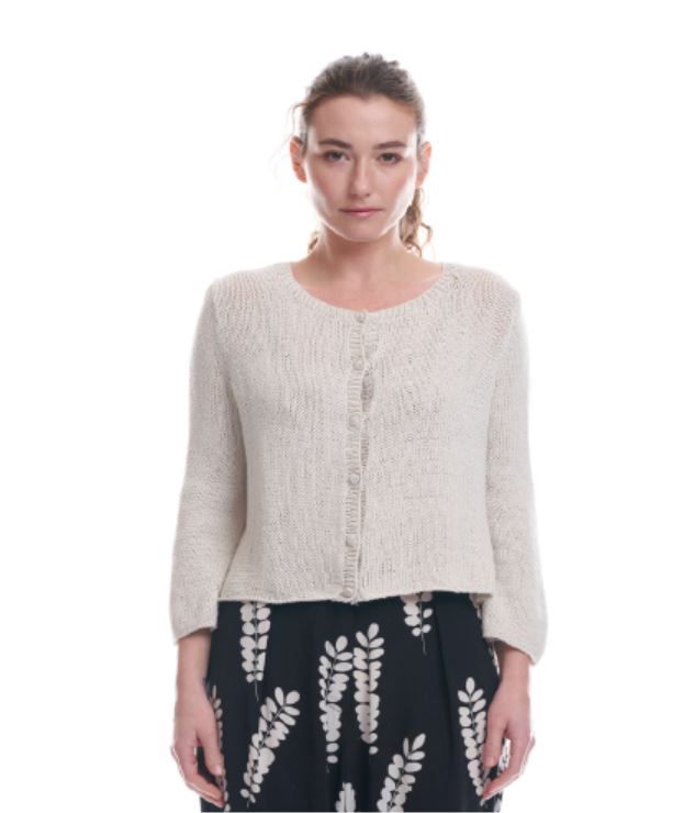 Cardigan in filo di cotone SALICE Ecrù - On Earth