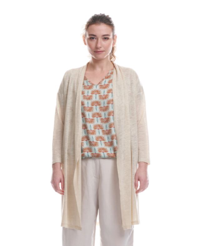 Cardigan in lino Ecrù - On Earth Quid