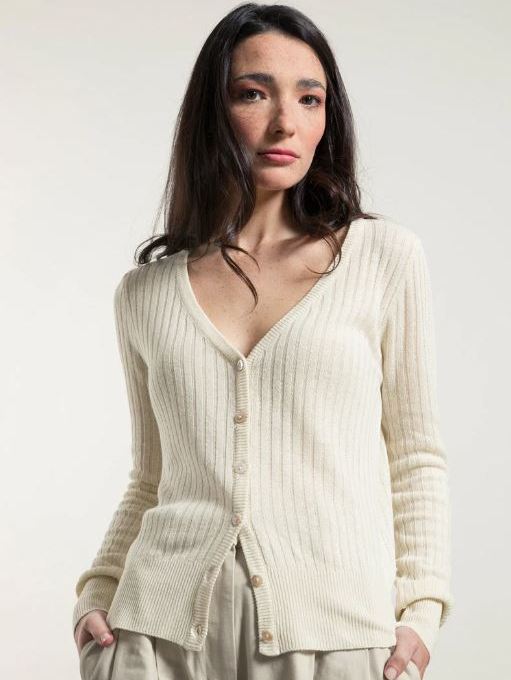 Cardigan in seta rigenerata Realma bianco grezzo - Rifò