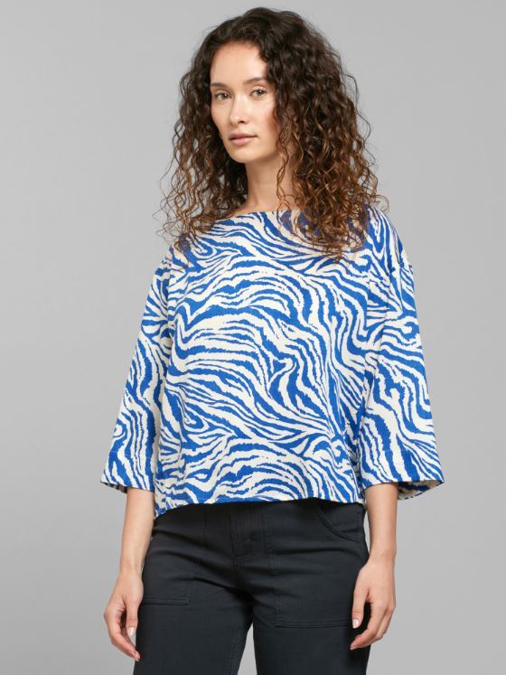 Casacca bianco blu zebrato in Tencell Vellinge Dedicated