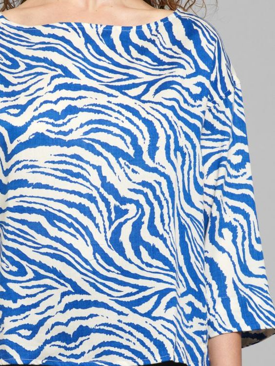 Casacca bianco blu zebrato in Tencell Vellinge Dedicated