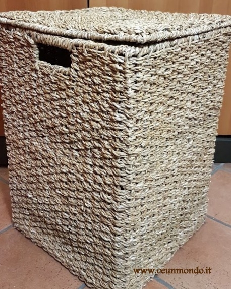 Cesto portabiancheria o portagiochi GRANDE in hoogla foglia di palma 42x42x60cm h