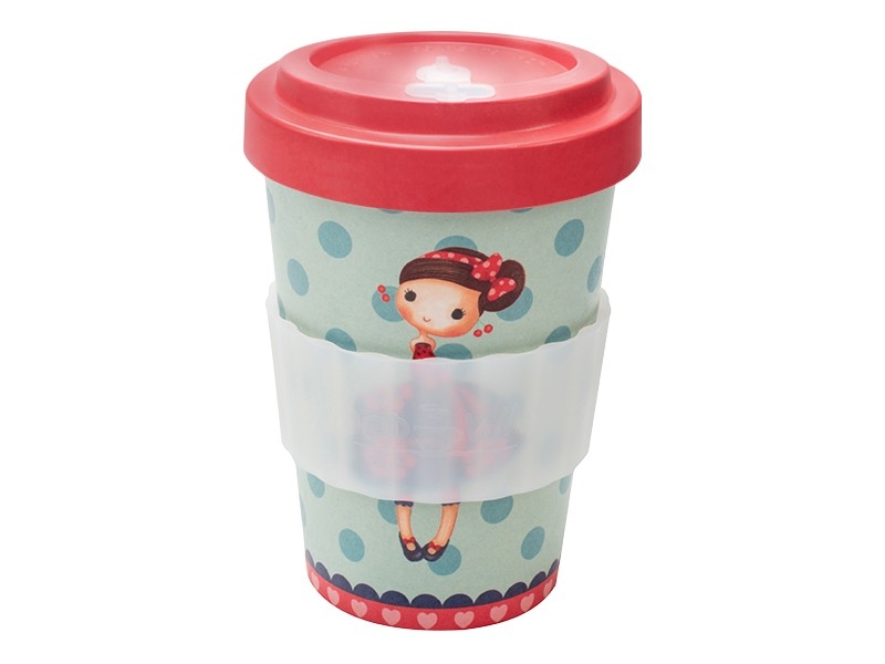 Eco Tazza in fibra di bamboo con coperchio CHERRIES