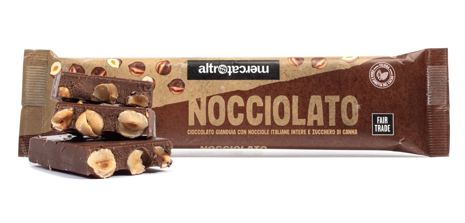 Nocciolato Cioccolato gianduia con nocciole intere 125gr Altromercato