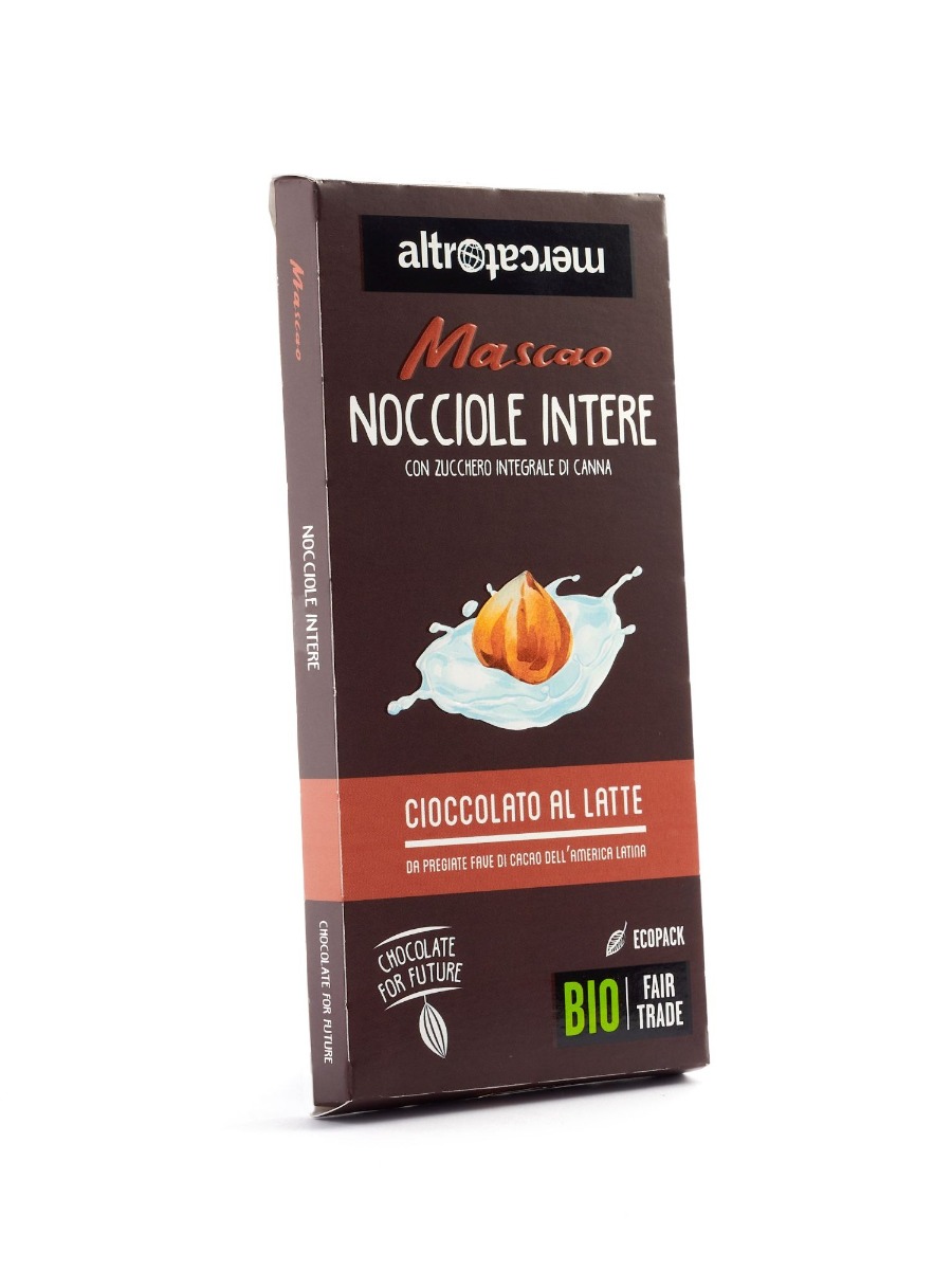 Cioccolato Mascao la latte con nocciole intere Bio
