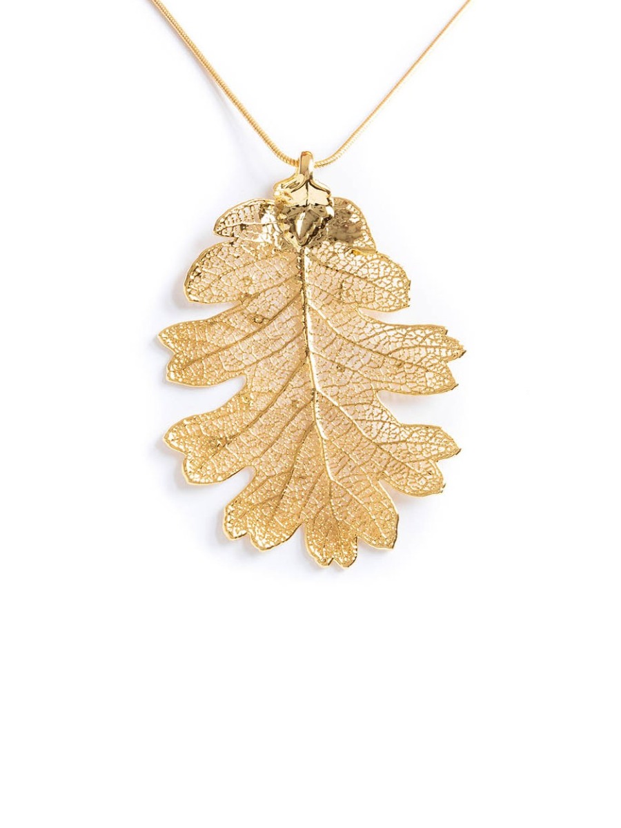 Ciondolo foglia Quercia oro.