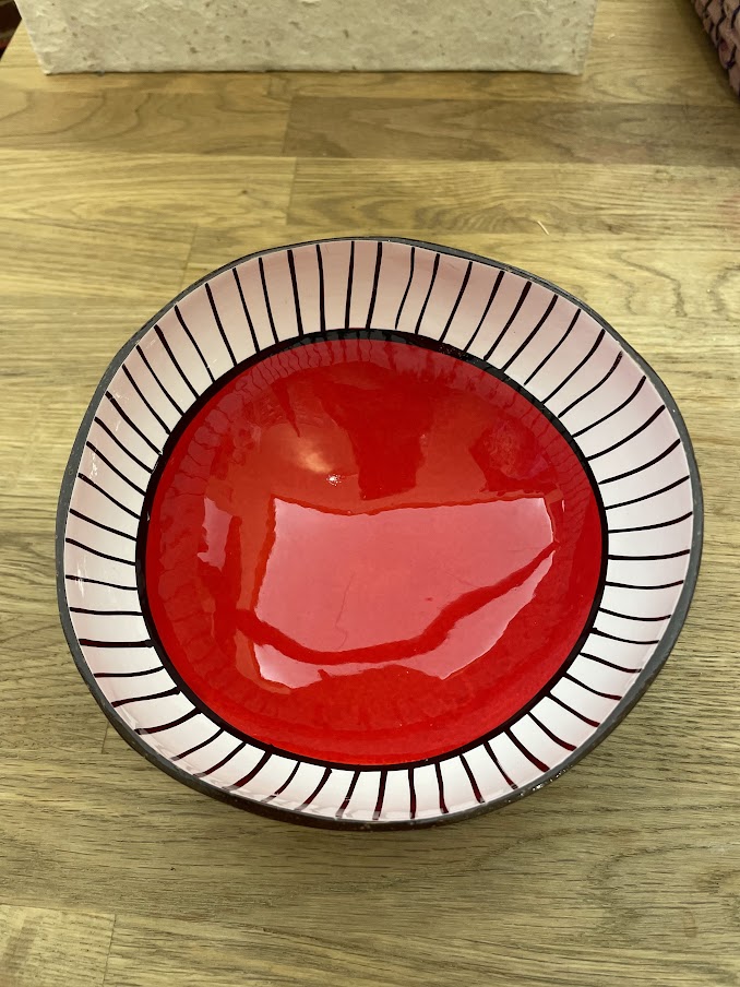 Ciotola cocco, ciotole aperitivo disegno Klee rossa e bianca