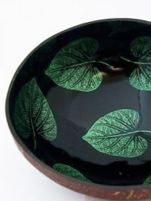Ciotola cocco, ciotola per aperitivo Nera foglie verdi