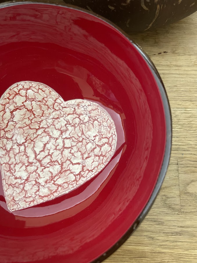 Ciotola cocco, ciotola per aperitivo Rossa cuore