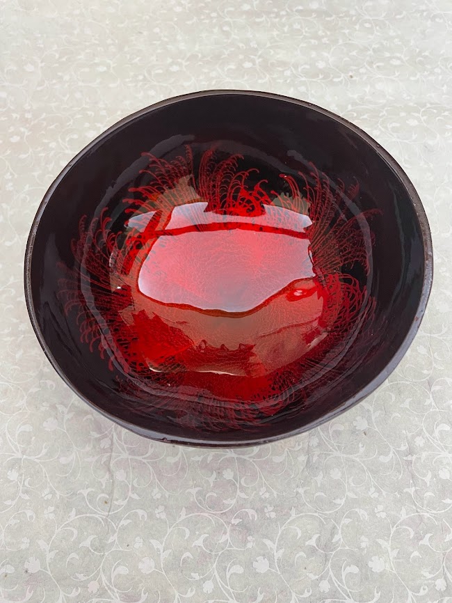 Ciotola cocco, ciotola per aperitivo Piuma rossa