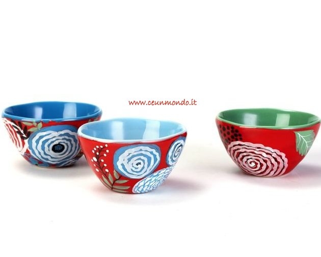 ciotoline in ceramica 3 pezzi assortiti
