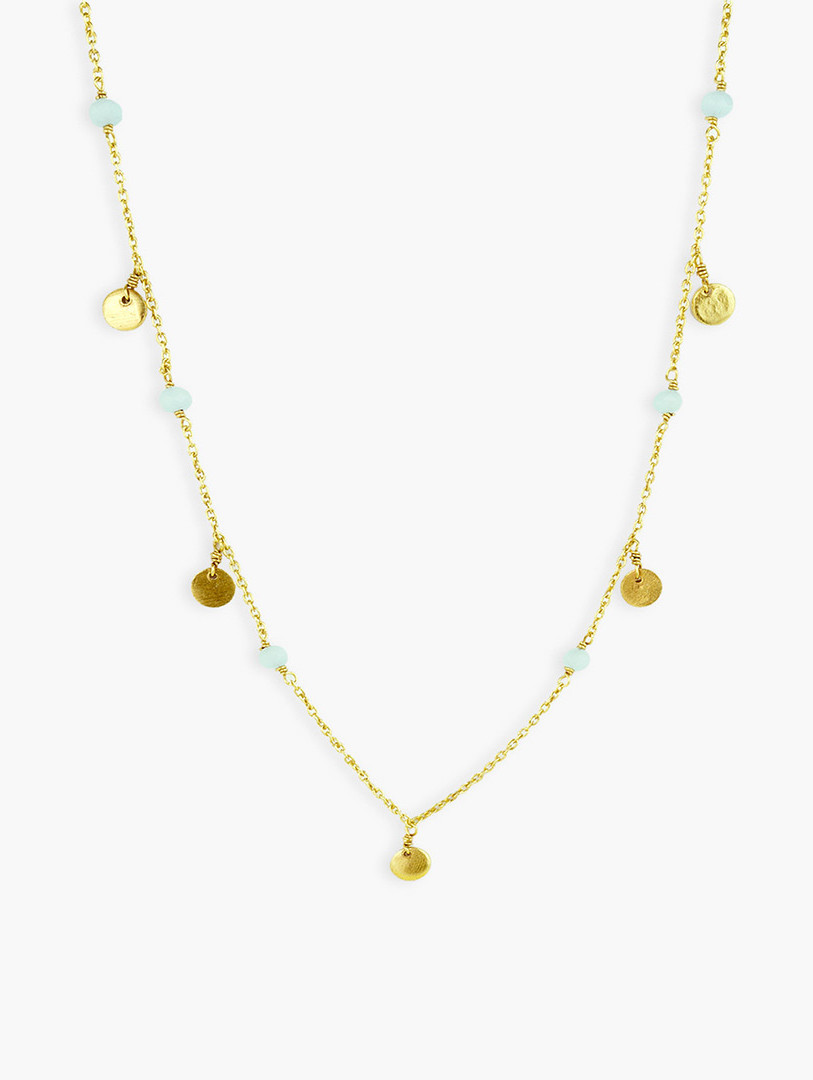 Collana catenina girocollo con pietre e medagliette