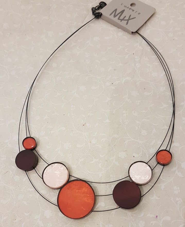 Collana girocollo cerchi in madreperla e resina variegati Corallo - Culture Mix