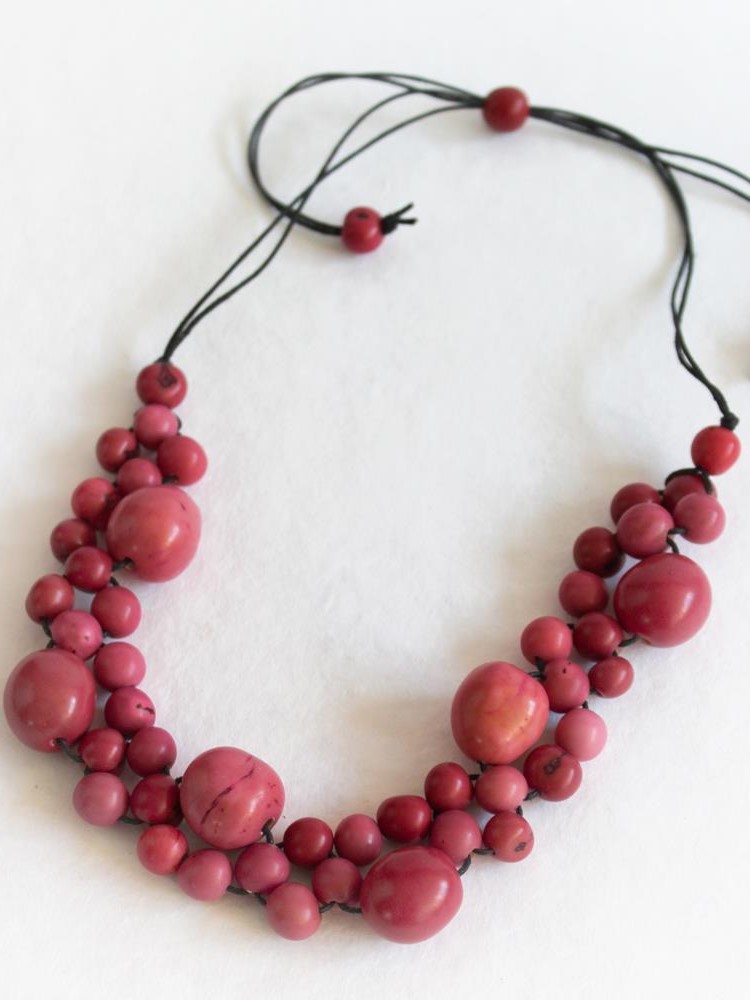 Collana con perle di acai e chicon Tamarillo Rosa