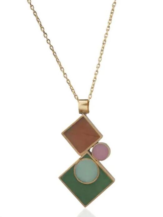Collana ciondolo in ottone e resina mix colori Rombi