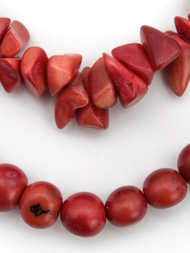 Collana in tagua e perle di acai CORONA rossa