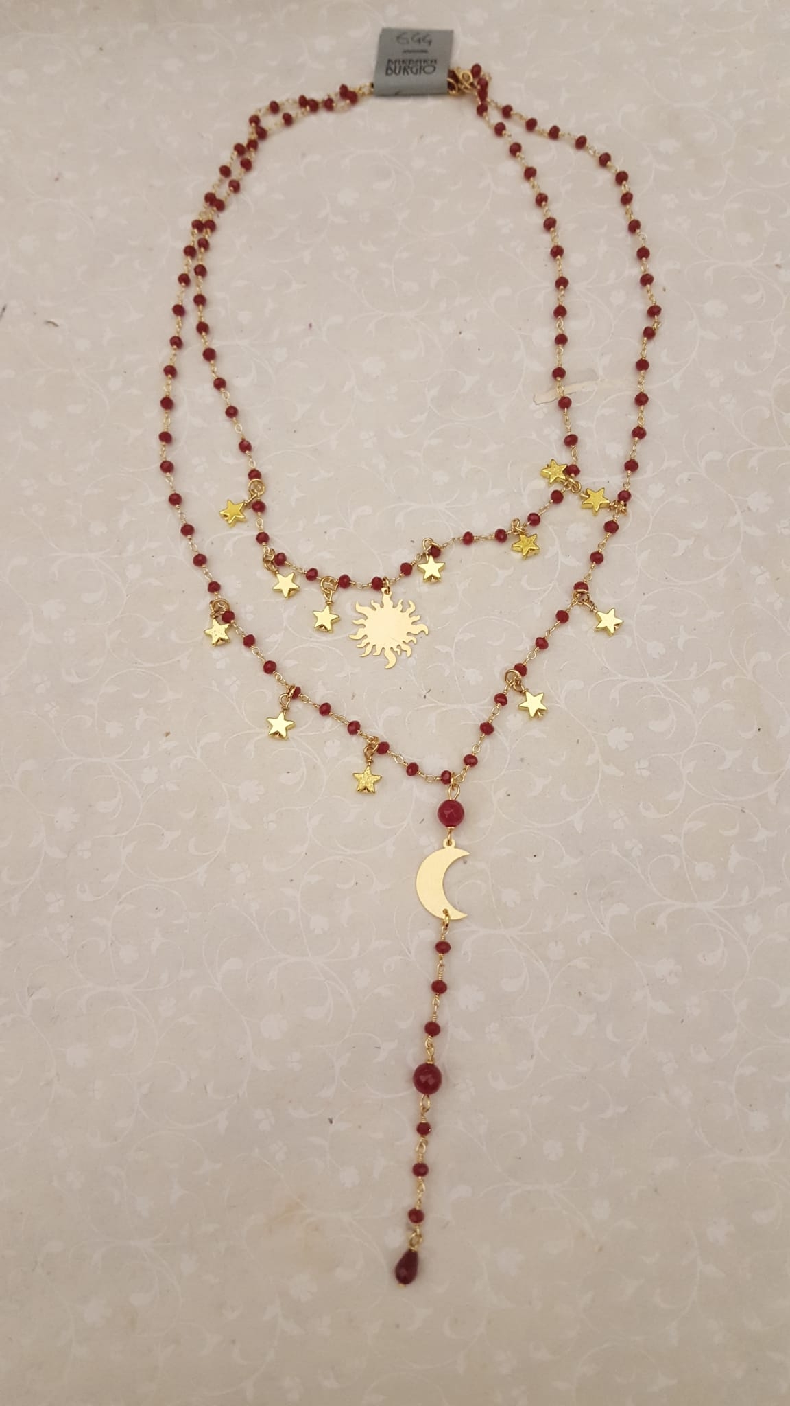 collana sole luna pietre rosse
