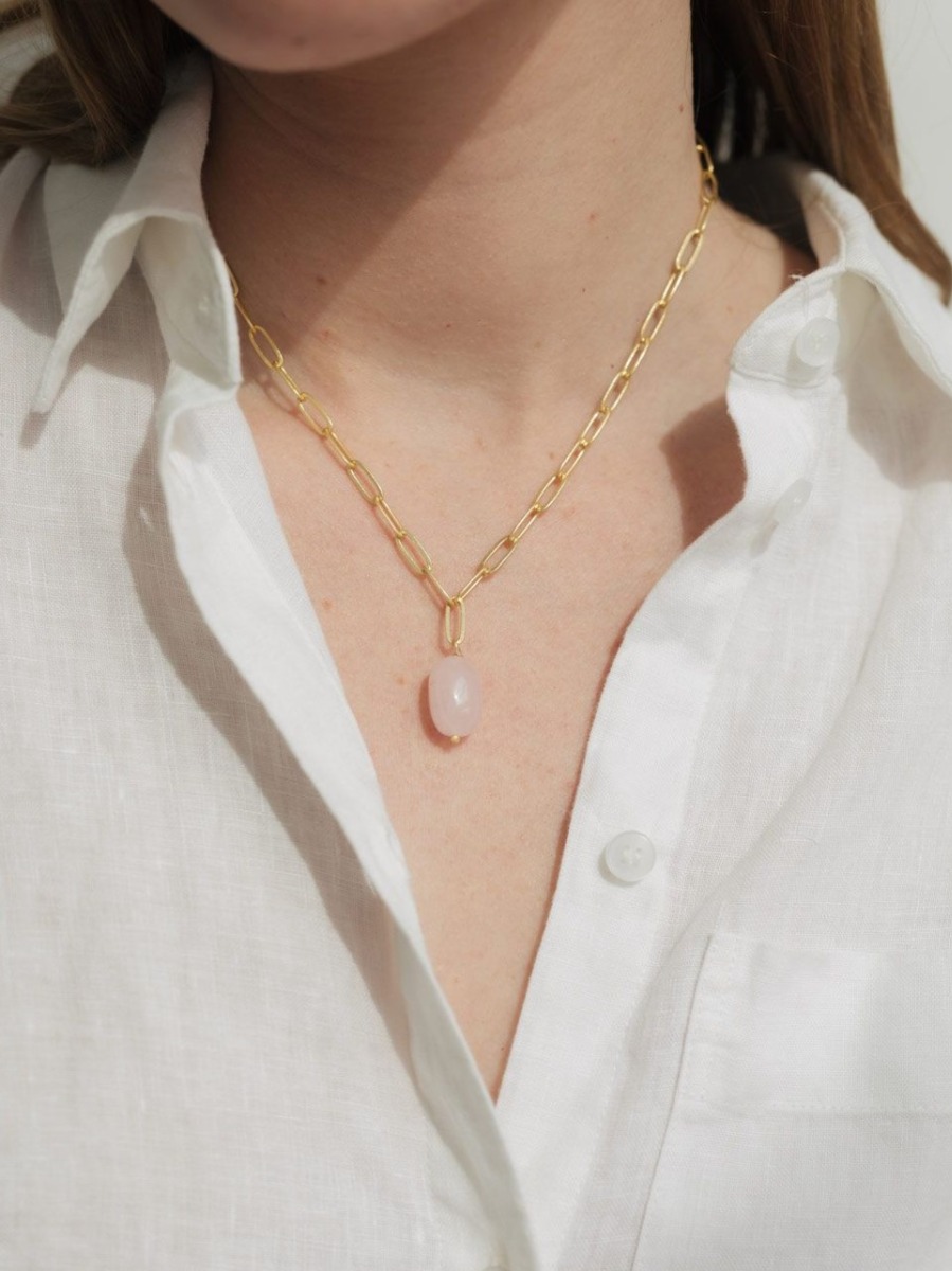 Collana dorata a catena con ciondolo perla Marv