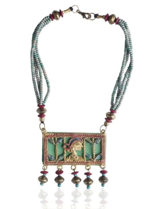 Collana etnica in ottone legno riciclato Nirmala