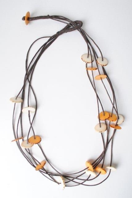 Collana fili con dischi di chicon Albicocca marrone