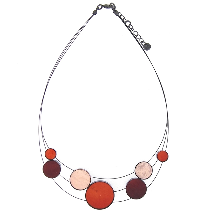 Collana girocollo cerchi in madreperla e resina variegati Corallo - Culture Mix