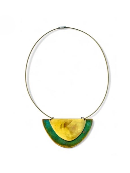 Collana girocollo Choker mezzaluna doppia in rame ossidato