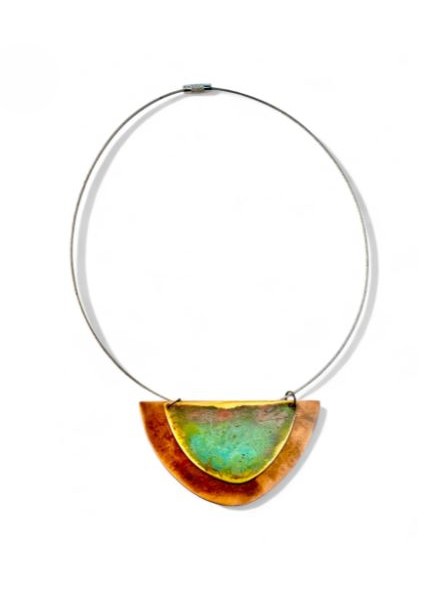 Collana girocollo Choker mezzaluna doppia in rame ossidato