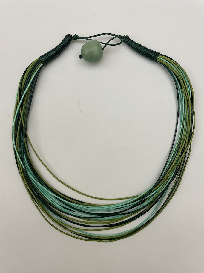 Collana girocollo fili verde e perla chicon Agata