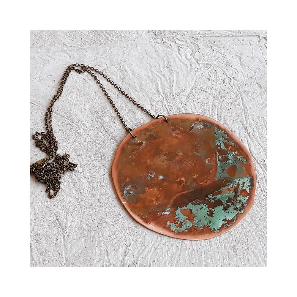 Collana lunga con ciondolo grande SOLE in rame ossidato - Hoiko
