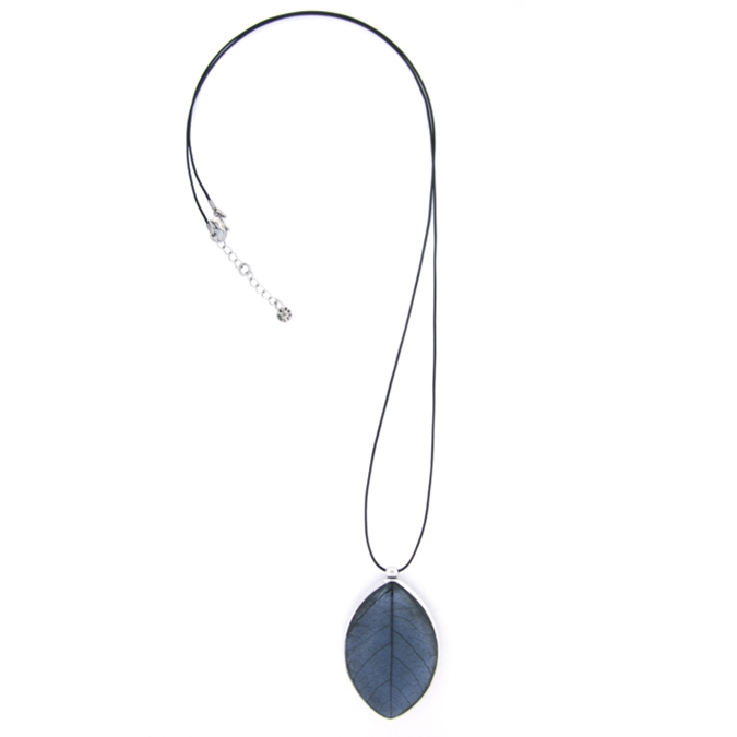 Collana lunga con ciondolo in foglia di mango Blu - Culture Mix