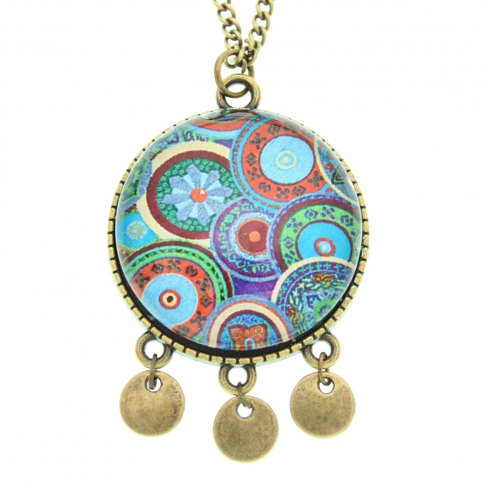 Collana lunga con medaglione, metallo anticato Fantasia Etnica - Soul Scope