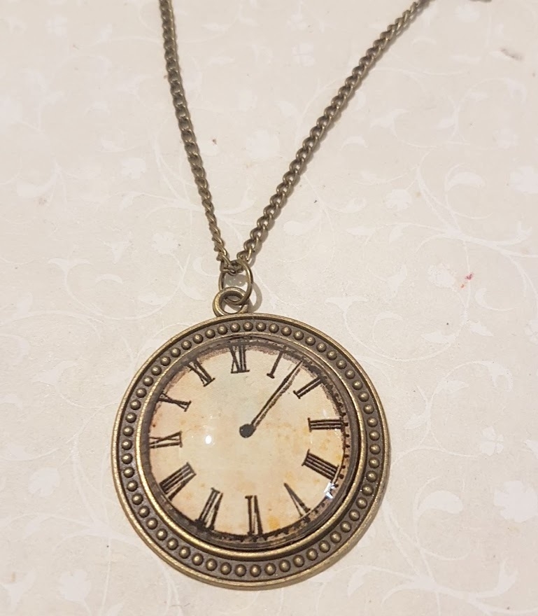 Collana lunga medaglione pendagli metallo anticato in avorio Orologio - Soul Scope