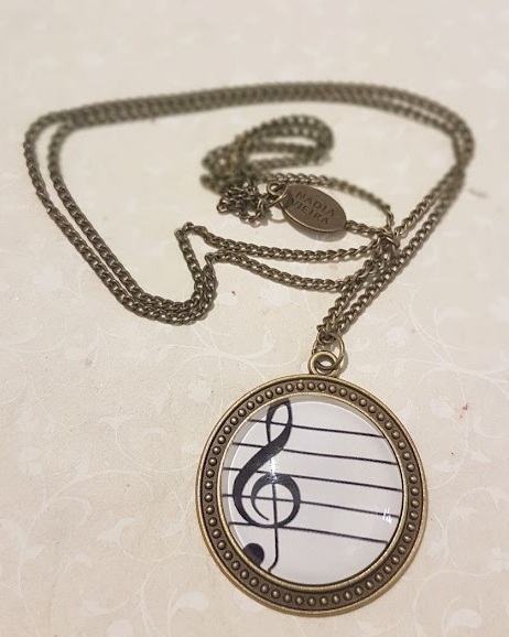 Collana lunga con medaglione metallo anticato in musica Chiave di violino - Soul Scope