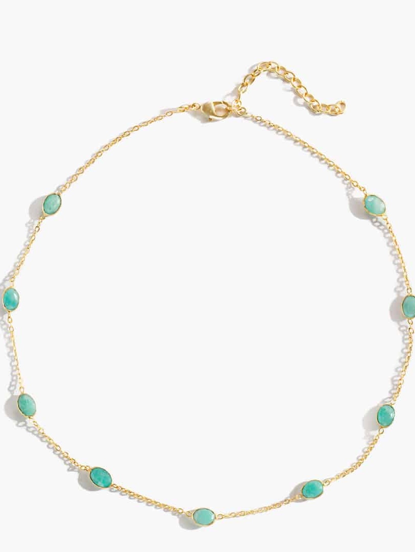 Collana pietre verdi ovali di onice placcata oro, Neith Mandum