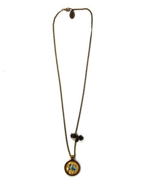 Collana con pendagli e medaglione medio metallo anticato in ocra 3 Gatti - Soul Scope