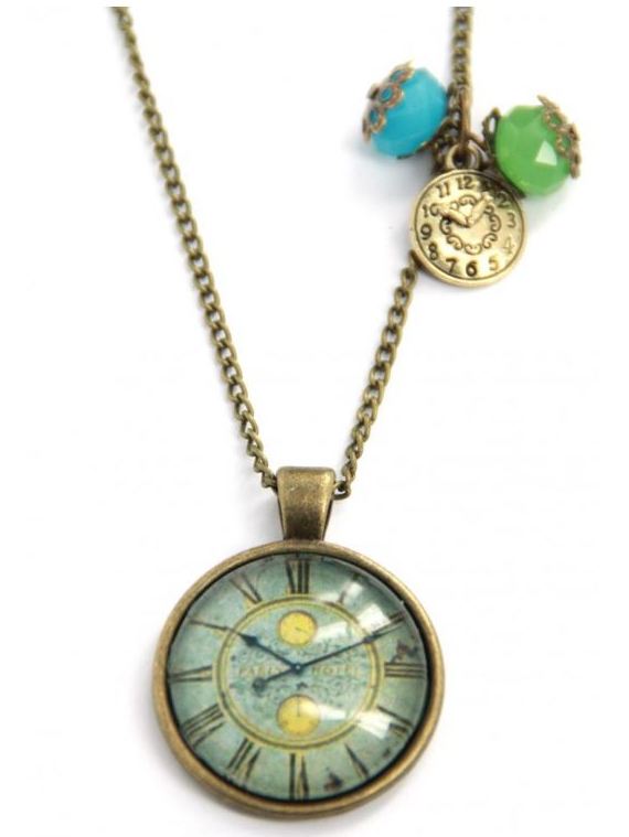 Collana con ciondolo e pendagli in metallo anticato Orologio antico - Soul Scope