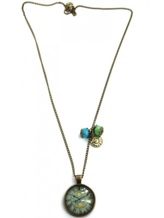 Collana con ciondolo e pendagli in metallo anticato Orologio antico - Soul Scope