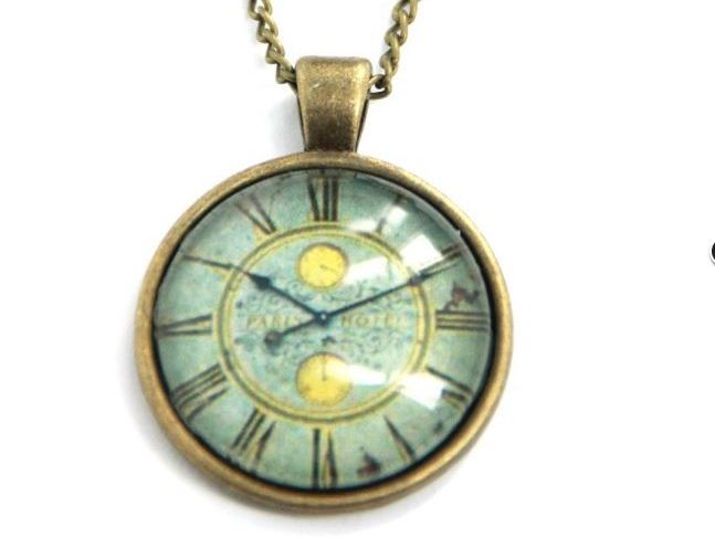 Collana con ciondolo e pendagli in metallo anticato Orologio antico - Soul Scope