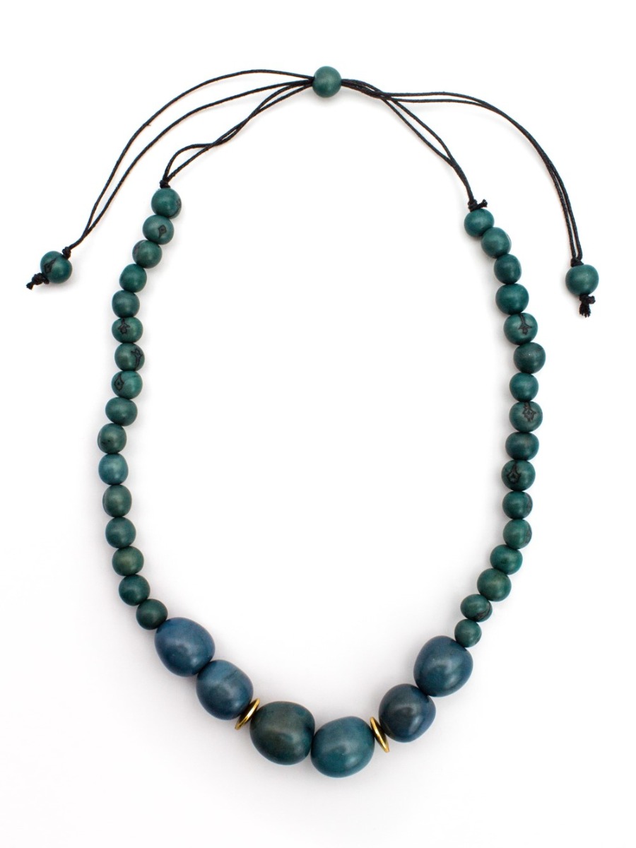 Collana con perle Blu di Chicon e dischi dorati COCCO