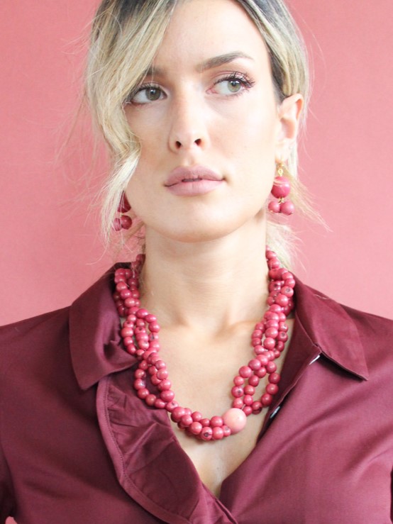 Collana con perle di Chicon Caoba Rosa erica
