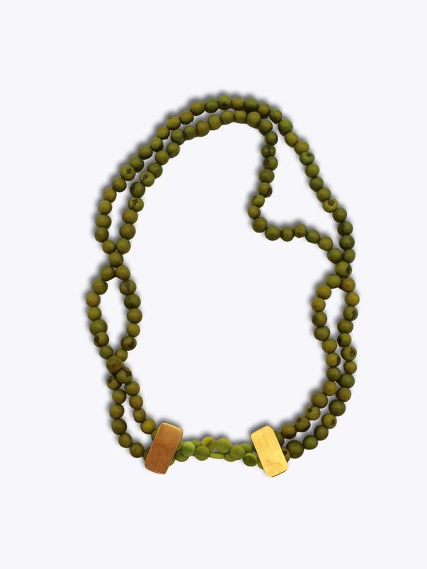 Collana con perle di acai e oro Saturno Verde Lime