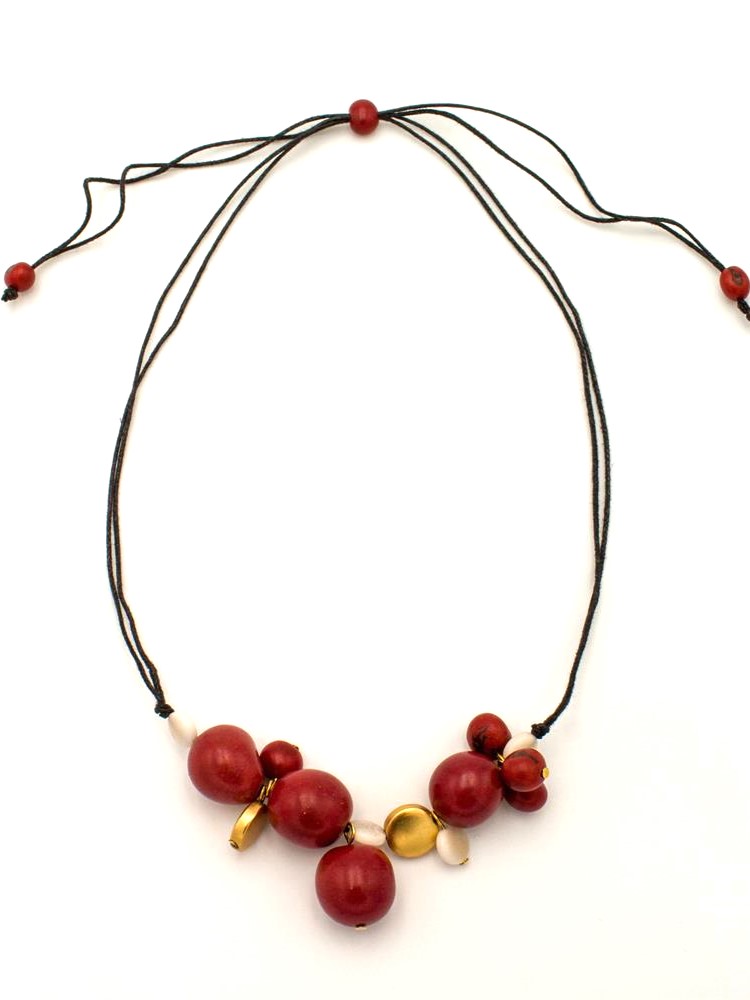 Collana con perle di Chicon e dischi dorati Margarita Fucsia