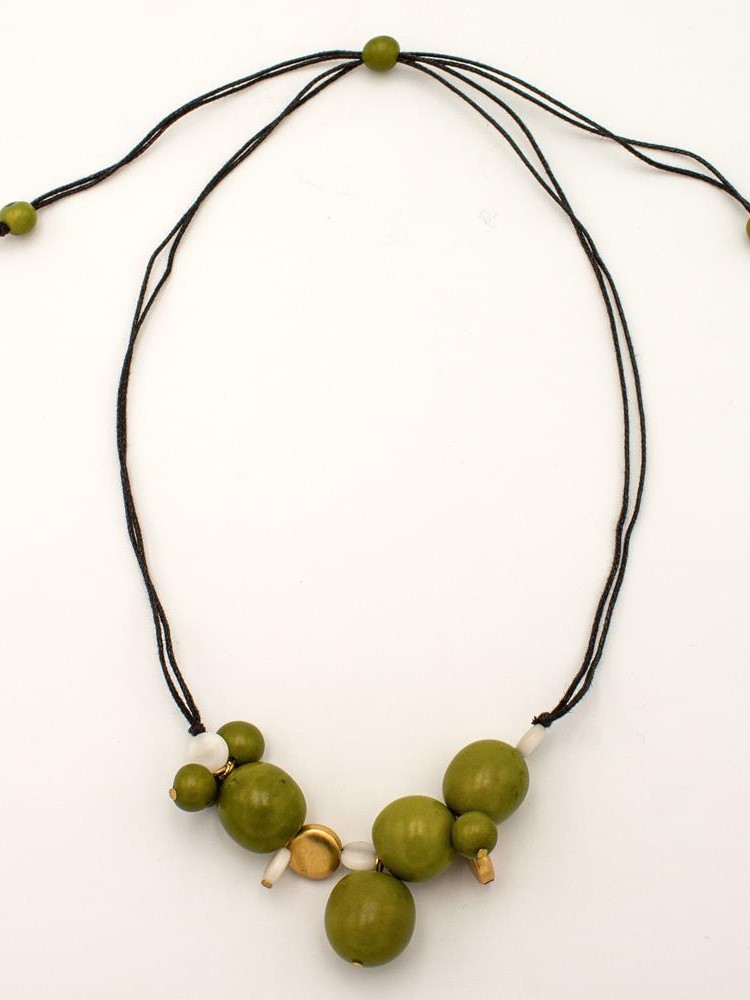 Collana con perle di Chicon e dischi dorati Margarita Verde