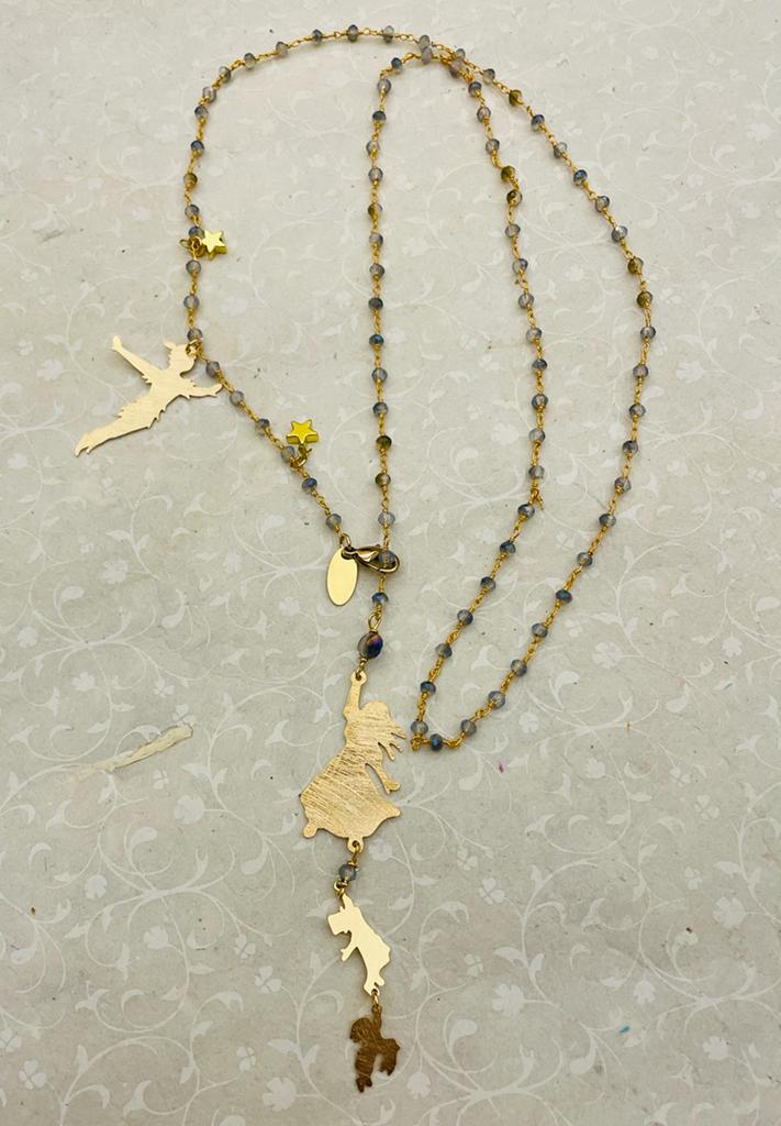 Collana lunga Peter Pan da Neverland con Wendy e i bimbi