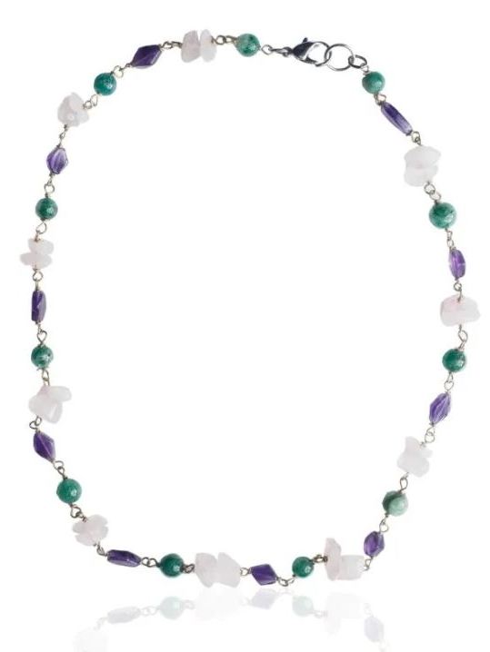 Collana con pietre colorate ametista avventurina quarzo Agra