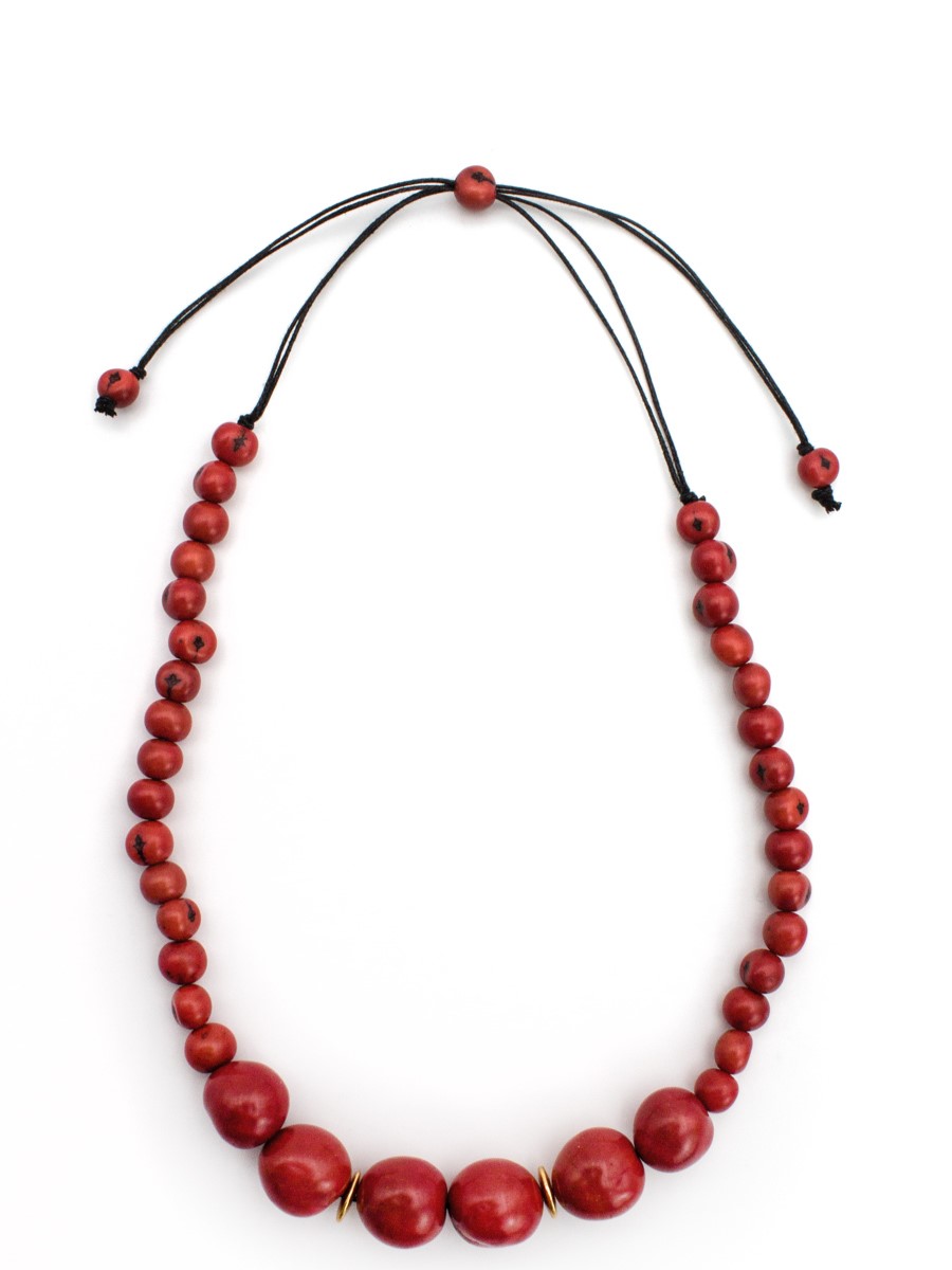 Collana con perle di Chicon e dischi dorati COCCO rossa