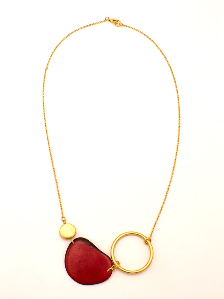 Collanina girocollo Girasol oro e tagua Rossa