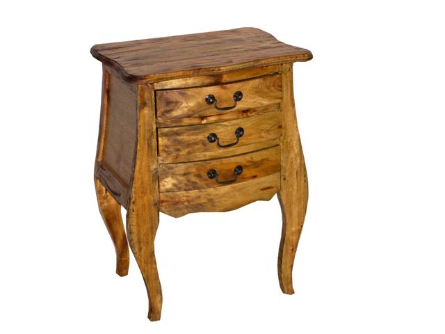 Comodino mobiletto in legno riciclato con tre cassetti