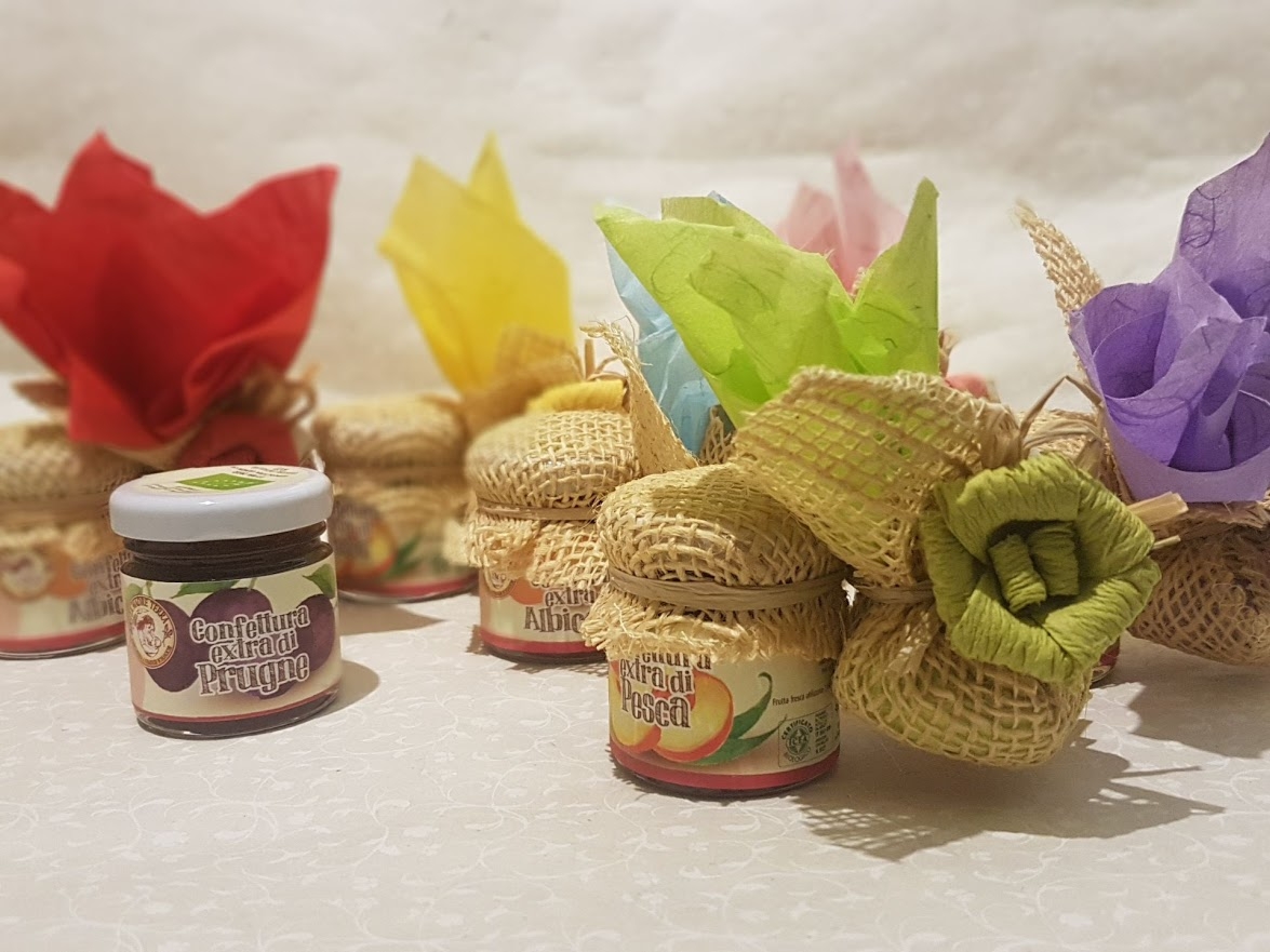 Bomboniera confettura piccola con fiore dung paper